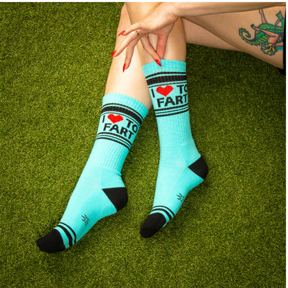 I Love to Fart, Unisex Gym Crew Socks (Made in the USA)