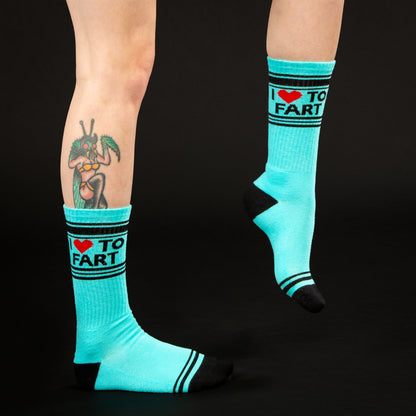 I Love to Fart, Unisex Gym Crew Socks (Made in the USA)