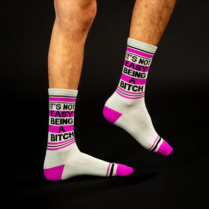 It's Not Easy Being a Bitch, Unisex Gym Crew Socks (Made in the USA)