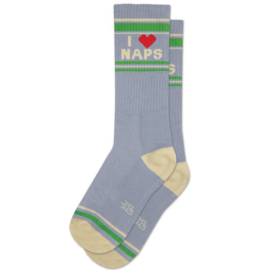 I Love Naps, Unisex Gym Crew Socks (Made in the USA)