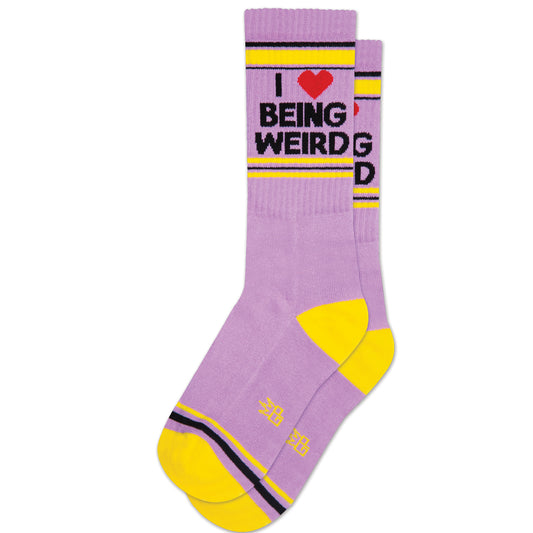 I Love Being Weird, Unisex Gym Crew Socks (Made in the USA)