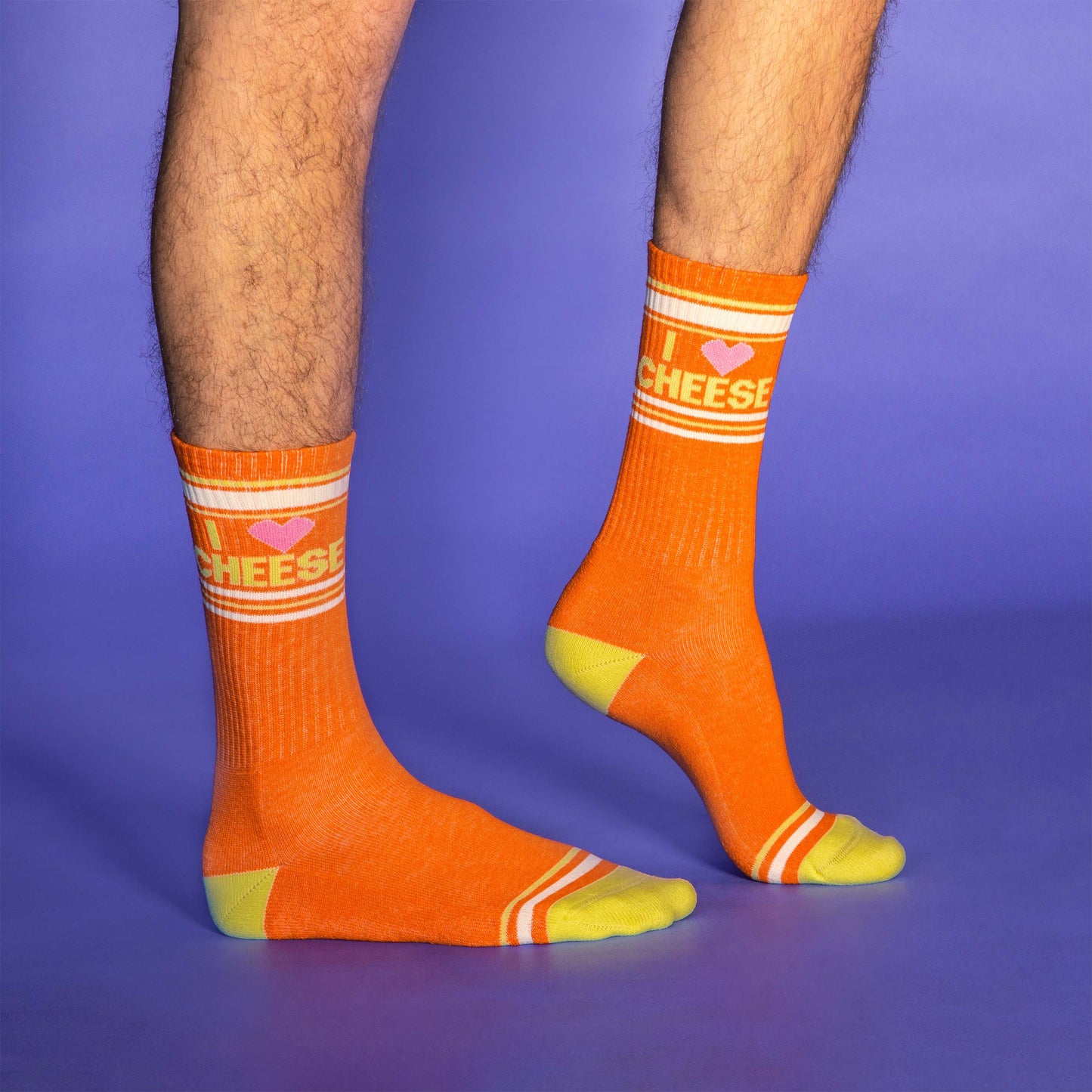 I Love Cheese, Unisex Gym Crew Socks (Made in the USA)