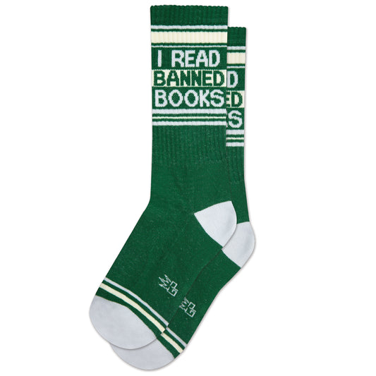 I Read Banned Books, Unisex Gym Crew Socks (Made in the USA)