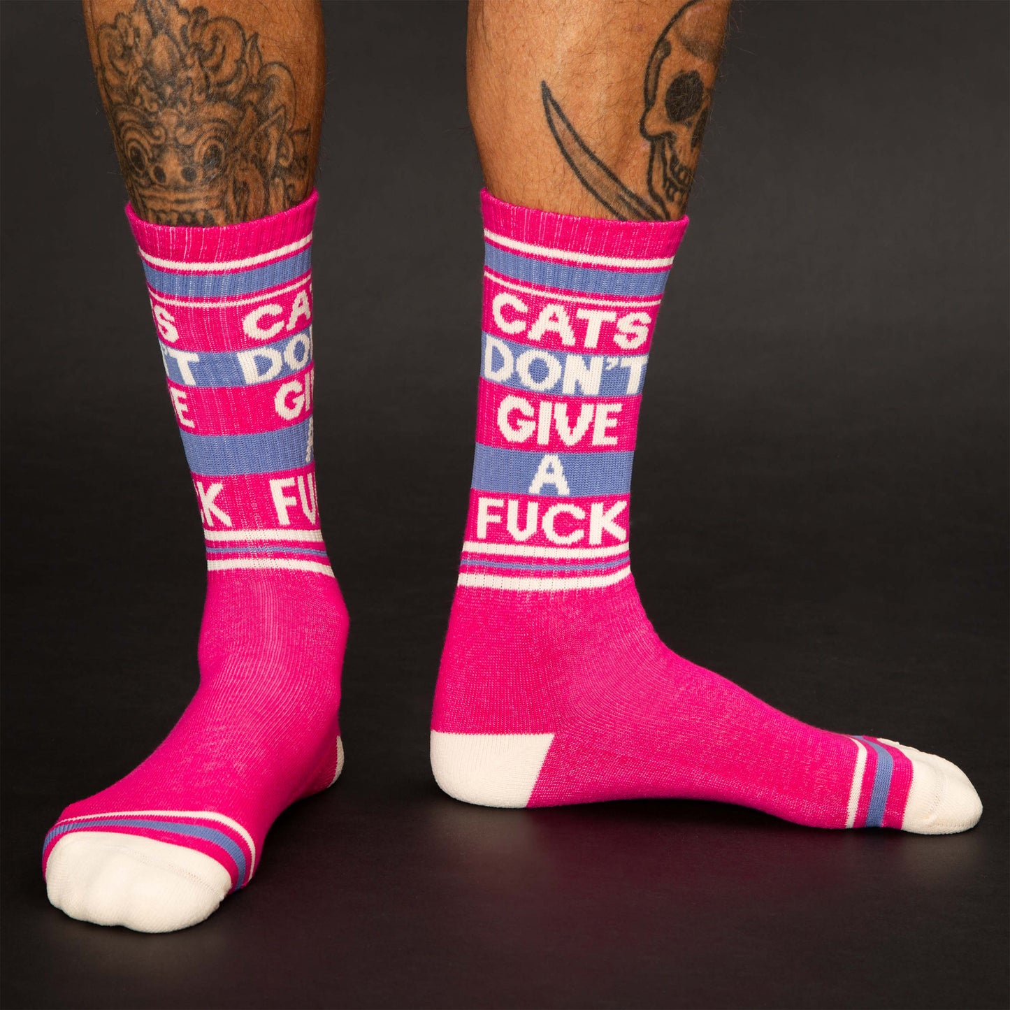 Cats Don't Give a Fuck, Unisex Gym Crew Socks (Made in the USA)