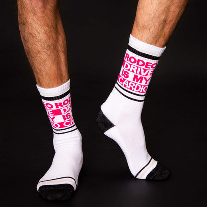 Rodeo Drive Is My Cardio, Unisex Gym Crew Socks (Made in the USA)