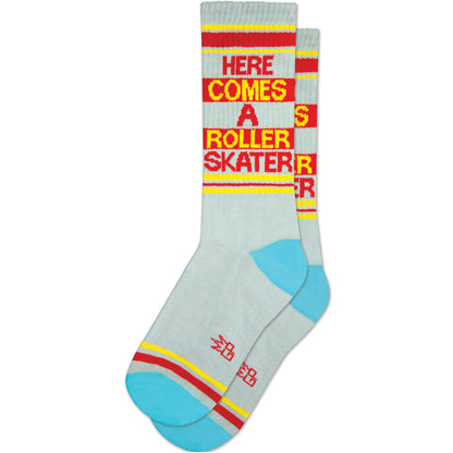 Here Comes a Roller Skater, Unisex Gym Crew Socks (Made in the USA)