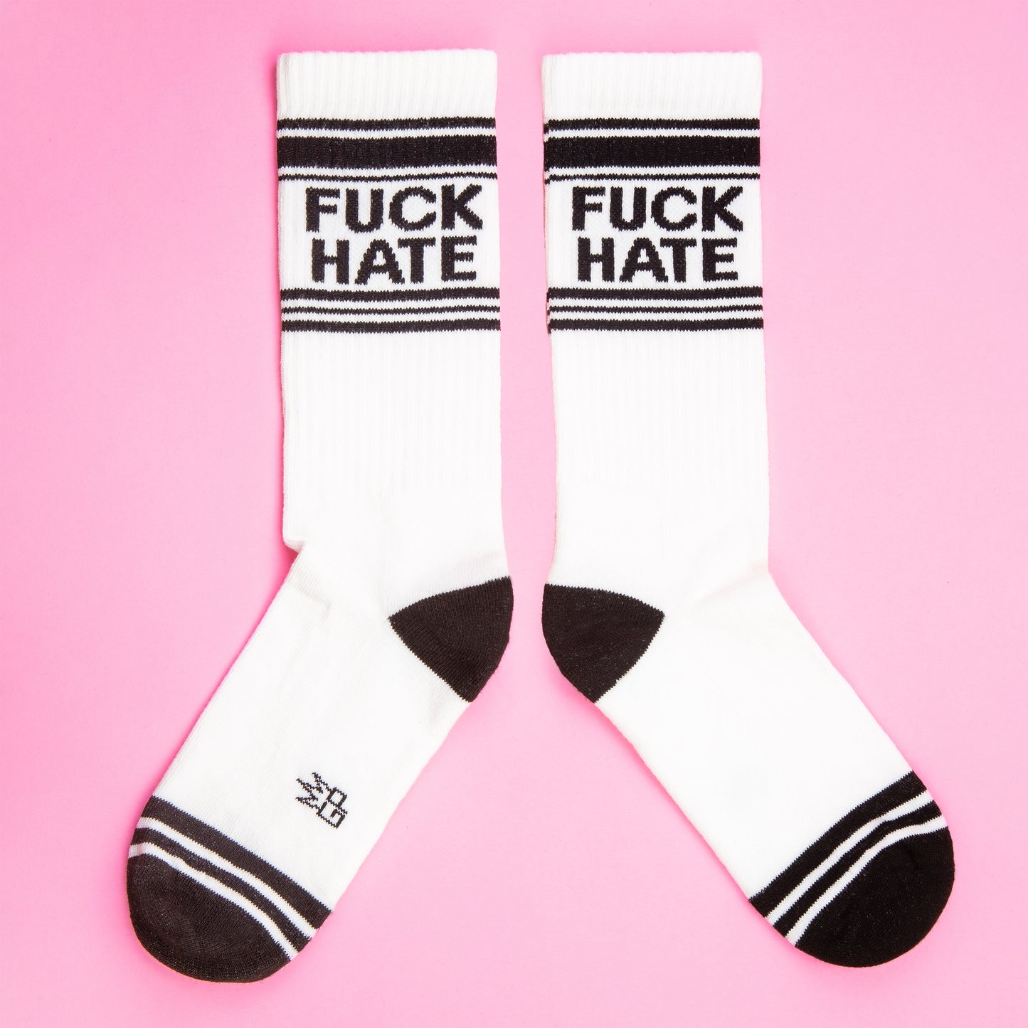 FUCK HATE, Unisex Gym Crew Socks (Made in the USA)