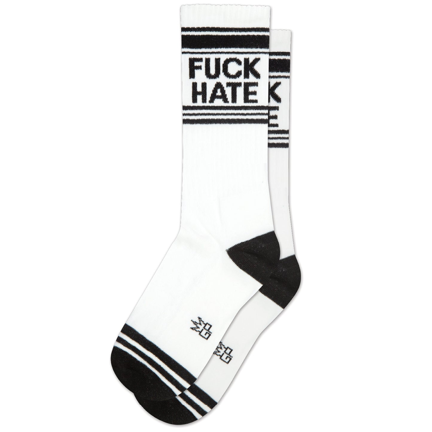 FUCK HATE, Unisex Gym Crew Socks (Made in the USA)