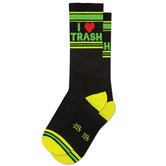 I ❤️ Trash, Unisex Gym Crew Socks (Made in the USA)