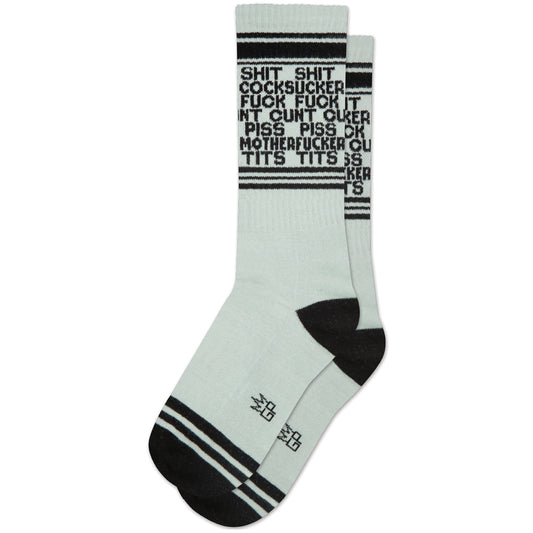 Dirty Words, Unisex Gym Crew Socks (Made in the USA)