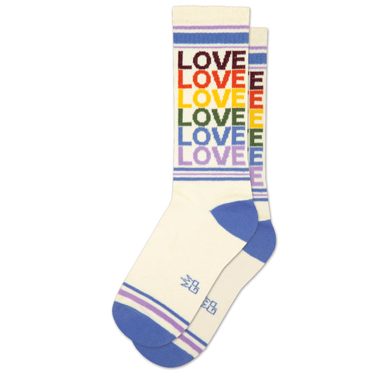 Love - Vintage Rainbow, Unisex Gym Crew Socks (Made in the USA)