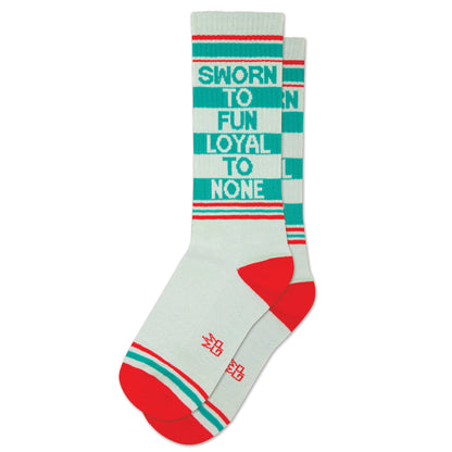 Sworn To Fun Loyal To None, Unisex Gym Crew Socks (Made in the USA)