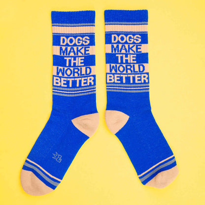 Dogs Make The World Better, Unisex Gym Crew Socks (Made in the USA)