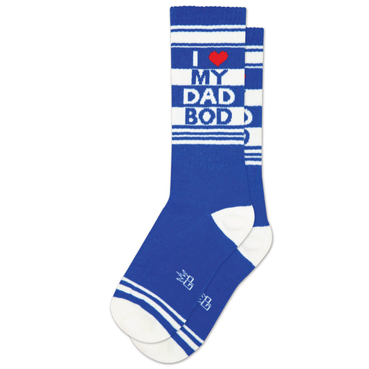 I Love My Dad Bod, Unisex Gym Crew Socks (Made in the USA)