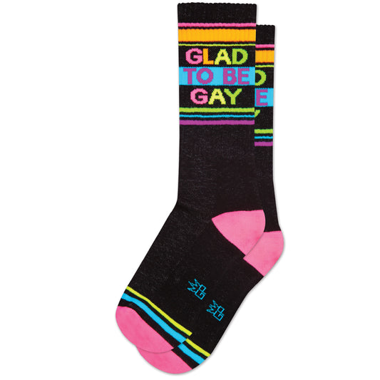 Glad to Be Gay, Unisex Gym Crew Socks (Made in the USA)