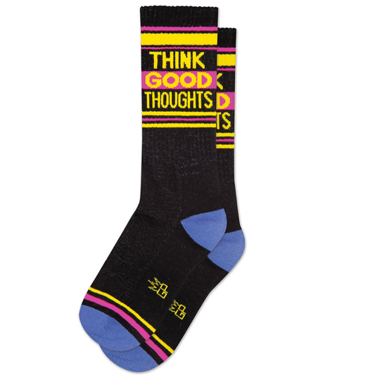 Think Good Thoughts, Unisex Gym Crew Socks (Made in the USA)