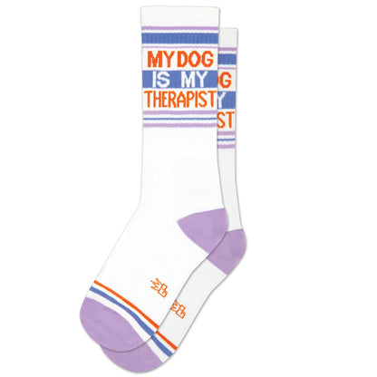 My Dog is My Therapist, Unisex Gym Crew Socks (Made in the USA)