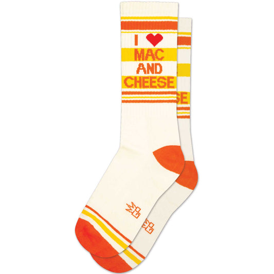 I Love Mac and Cheese, Unisex Gym Crew Socks (Made in the USA)