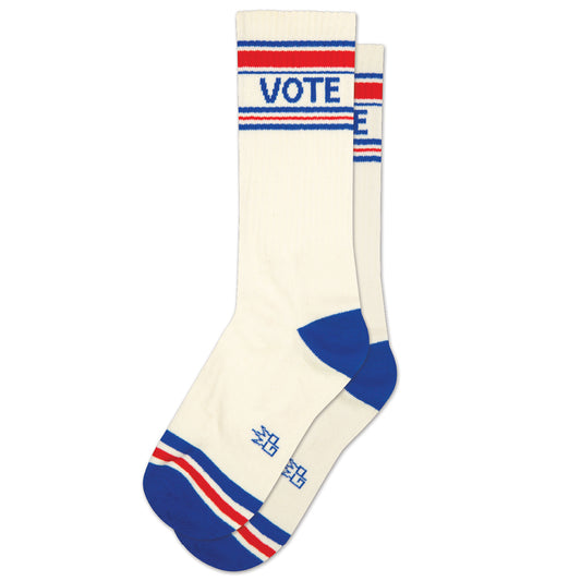 VOTE - Natural, Unisex Gym Crew Socks (Made in the USA)