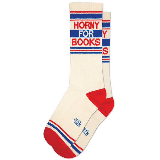 Horny for Book, Unisex Gym Crew Socks (Made in the USA)