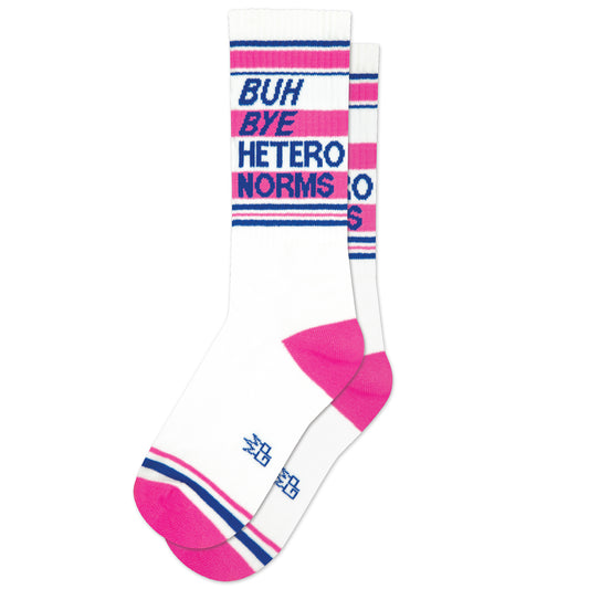 Buh Bye Hetero Norms, Unisex Gym Crew Socks (Made in the USA)