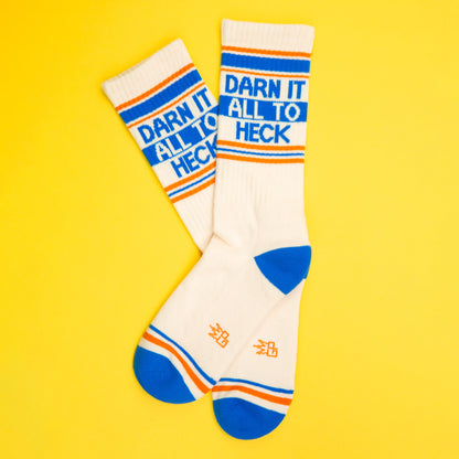 Darn It All To Heck, Unisex Gym Crew Socks (Made in the USA)