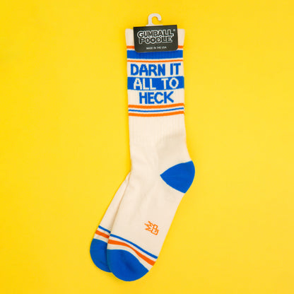 Darn It All To Heck, Unisex Gym Crew Socks (Made in the USA)