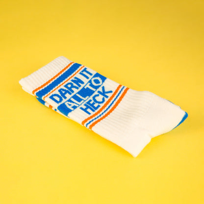 Darn It All To Heck, Unisex Gym Crew Socks (Made in the USA)