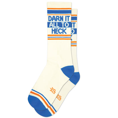 Darn It All To Heck, Unisex Gym Crew Socks (Made in the USA)