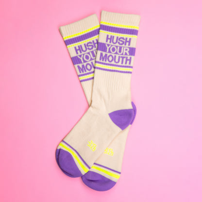 Hush Your Mouth, Unisex Gym Crew Socks (Made in the USA)