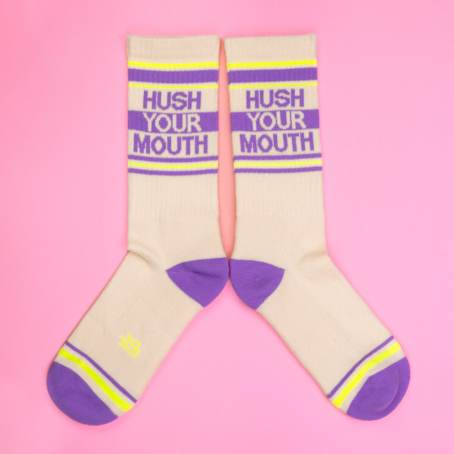 Hush Your Mouth, Unisex Gym Crew Socks (Made in the USA)