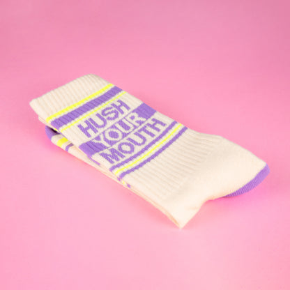 Hush Your Mouth, Unisex Gym Crew Socks (Made in the USA)