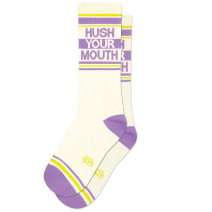 Hush Your Mouth, Unisex Gym Crew Socks (Made in the USA)