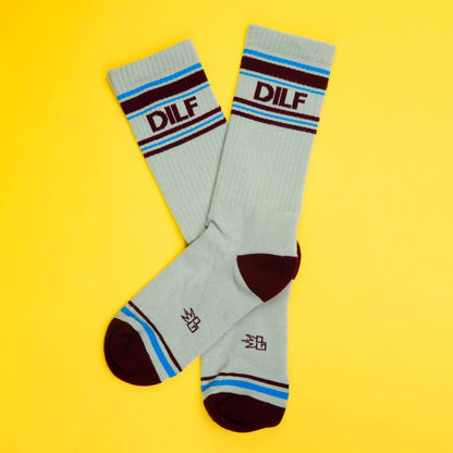 DILF, Unisex Gym Crew Socks (Made in the USA)