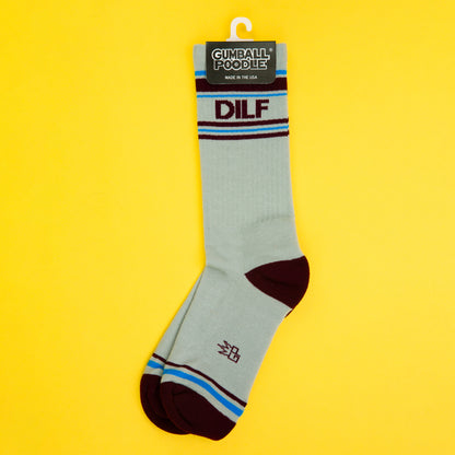 DILF, Unisex Gym Crew Socks (Made in the USA)