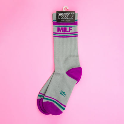 MILF, Unisex Gym Crew Socks (Made in the USA)