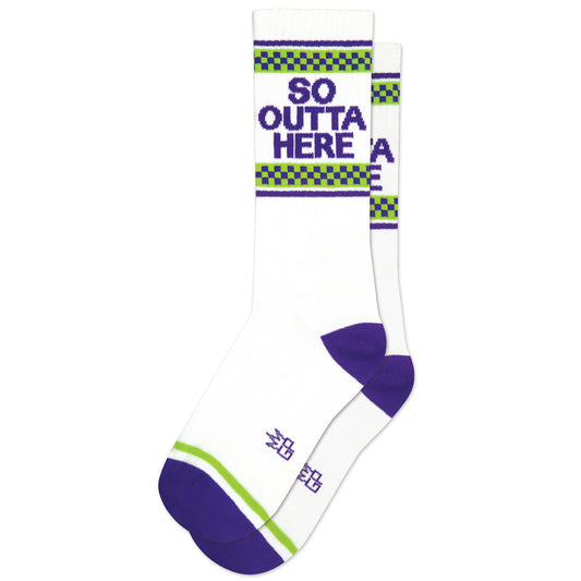 So Outta Here, Unisex Gym Crew Socks (Made in the USA)