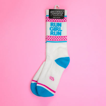 Run Girl Run, Unisex Gym Crew Socks (Made in the USA)