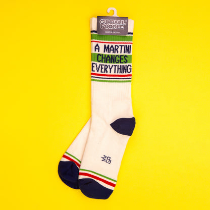 A MARTINI CHANGES EVERYTHING, Unisex Gym Crew Socks (Made in the USA)