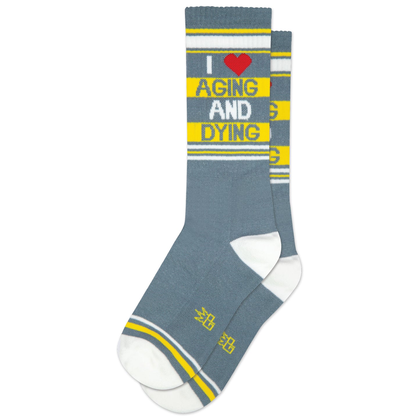 I Love AGING AND DYING, Unisex Gym Crew Socks (Made in the USA)