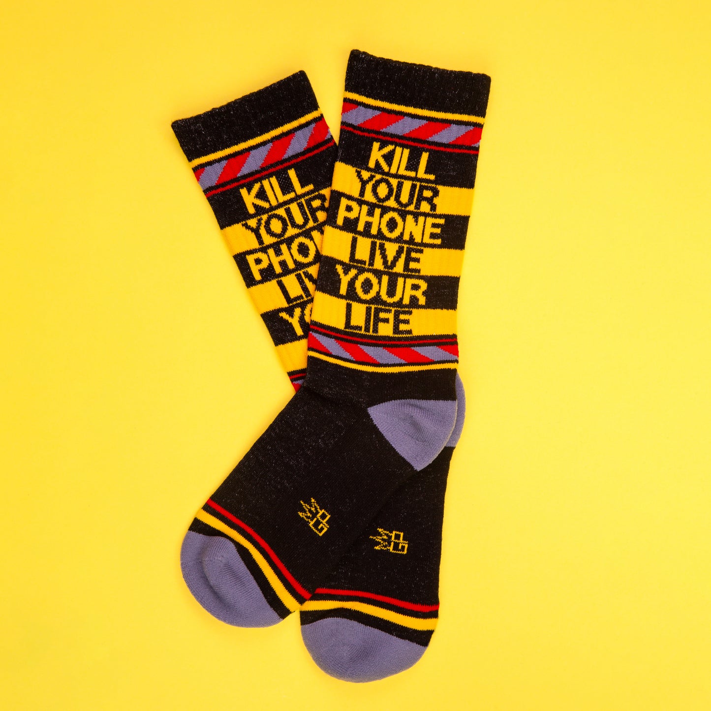 KILL YOUR PHONE LIVE YOUR LIFE, Unisex Gym Crew Socks (Made in the USA)