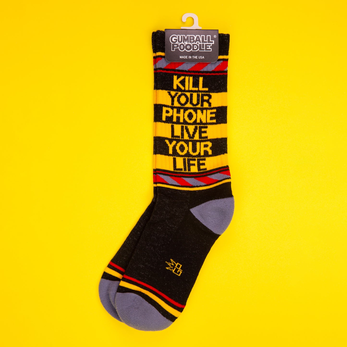 KILL YOUR PHONE LIVE YOUR LIFE, Unisex Gym Crew Socks (Made in the USA)