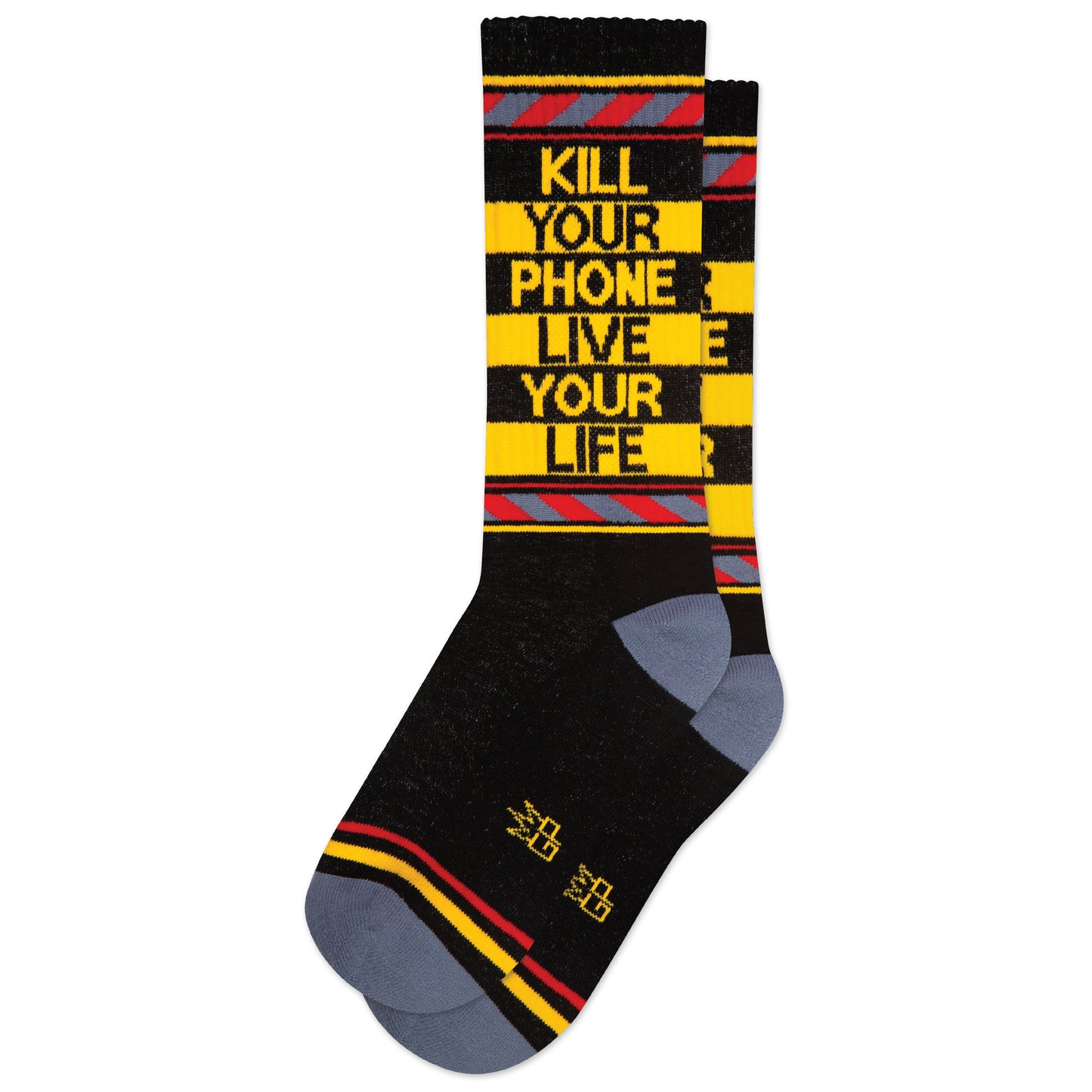 KILL YOUR PHONE LIVE YOUR LIFE, Unisex Gym Crew Socks (Made in the USA)