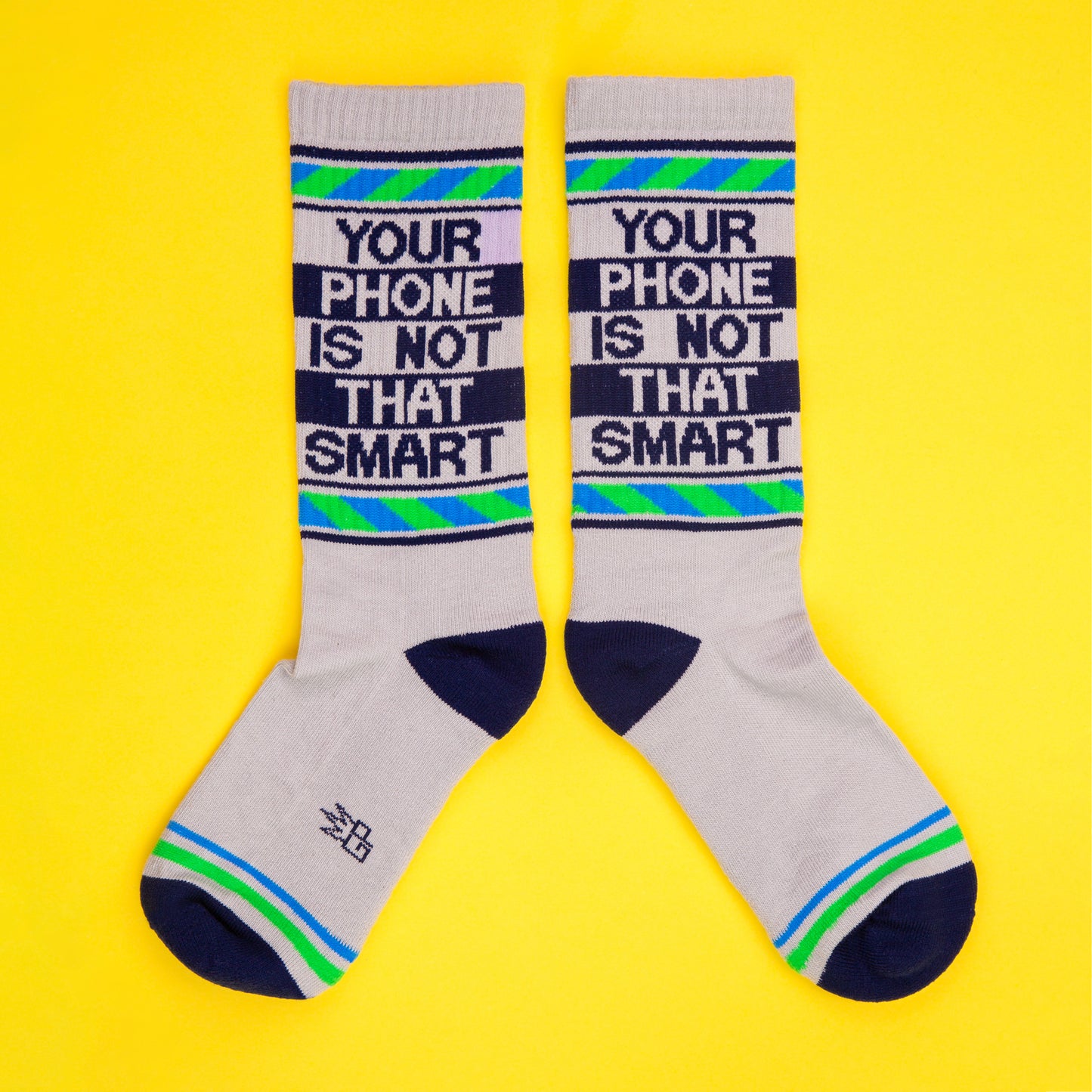 YOUR PHONE IS NOT THAT SMART, Unisex Gym Crew Socks (Made in the USA)