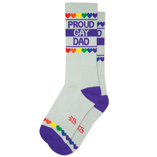 PROUD GAY DAD, Unisex Gym Crew Socks (Made in the USA)