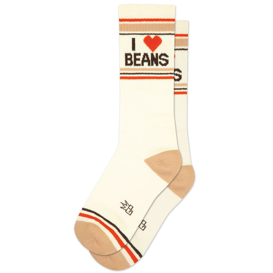 I LOVE BEANS, Unisex Gym Crew Socks (Made in the USA)