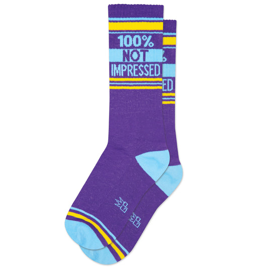 100% NOT IMPRESSED, Unisex Gym Crew Socks (Made in the USA)