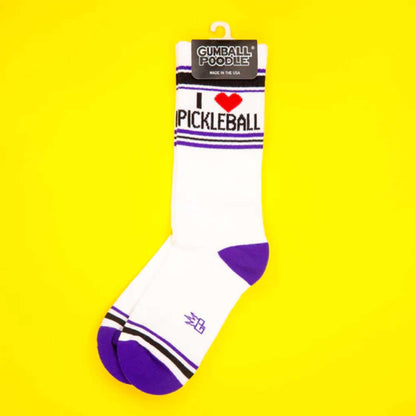 I LOVE PICKLEBALL, Unisex Gym Crew Socks (Made in the USA)