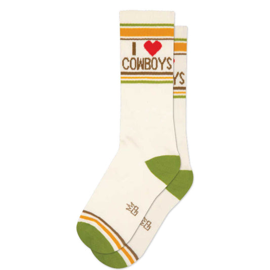 I Love Cowboys, Unisex Gym Crew Socks (Made in the USA)