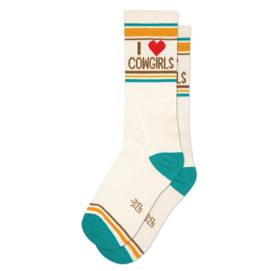 I Love Cowgirls, Unisex Gym Crew Socks (Made in the USA)